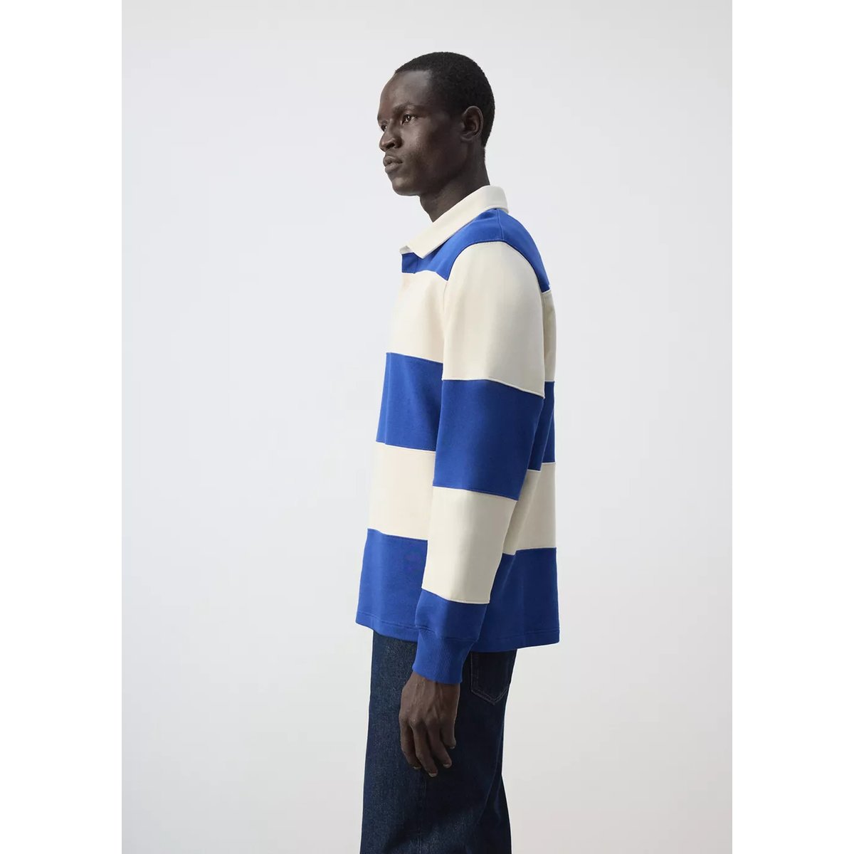 Sweat 100 % coton rayures bleu encre, MANGO MAN