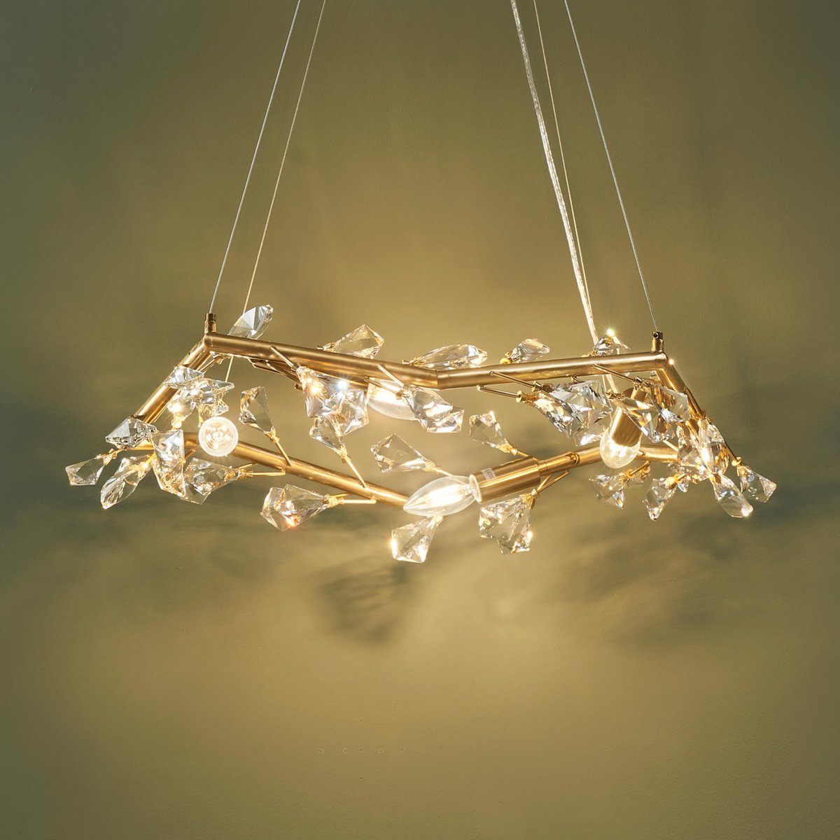 Suspension avec feuillage cristal - SOLARANA laiton, KOSILUM