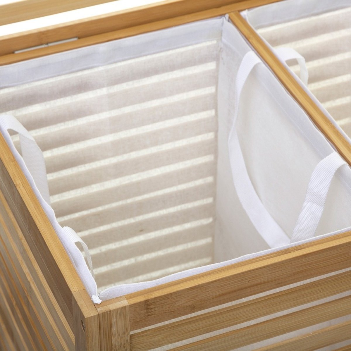 Panier à linge double Sicela bambou beige, ATMOSPHERA