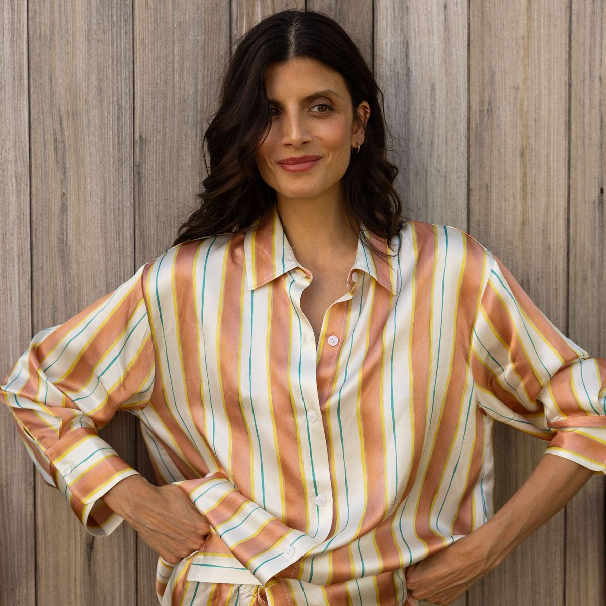 Chemise Oversize 100% pure soie de mûrier lignes divines, EMILY'S PILLOW
