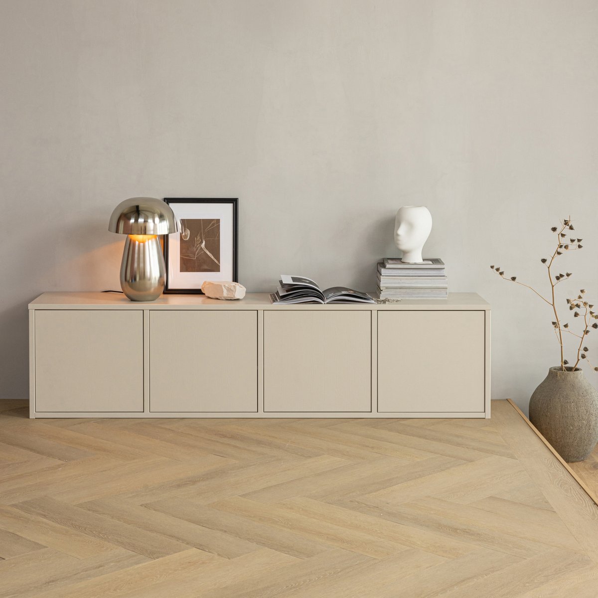 Meuble TV en bois de pin MEREL beige, WOOOD