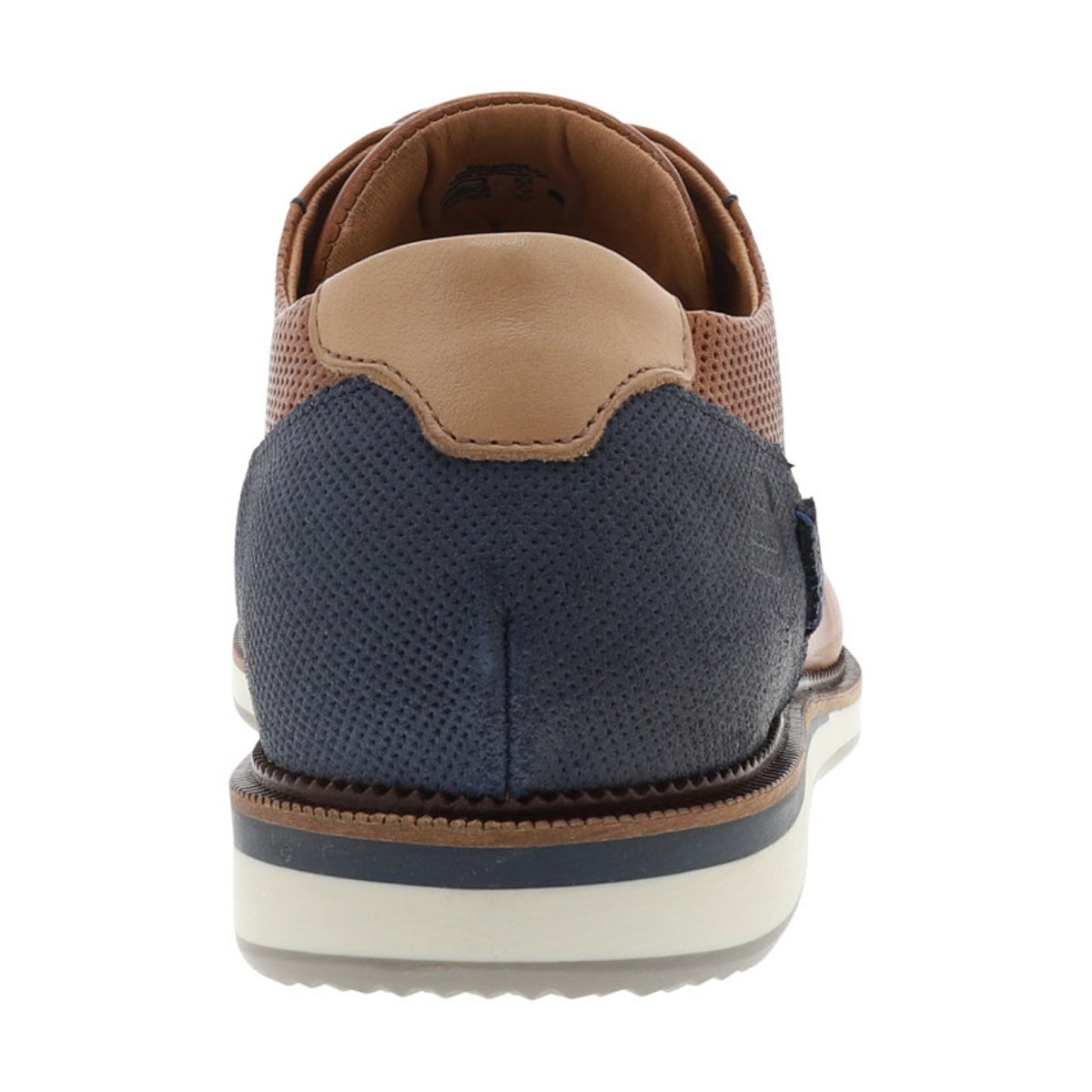 Sneakers en cuir cognac à talon plat et des surpiqûres marine brun, BULLBOXER