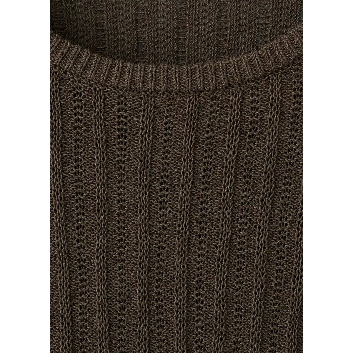 Pull en mélange de coton et lin côtelé marron, MANGO MAN