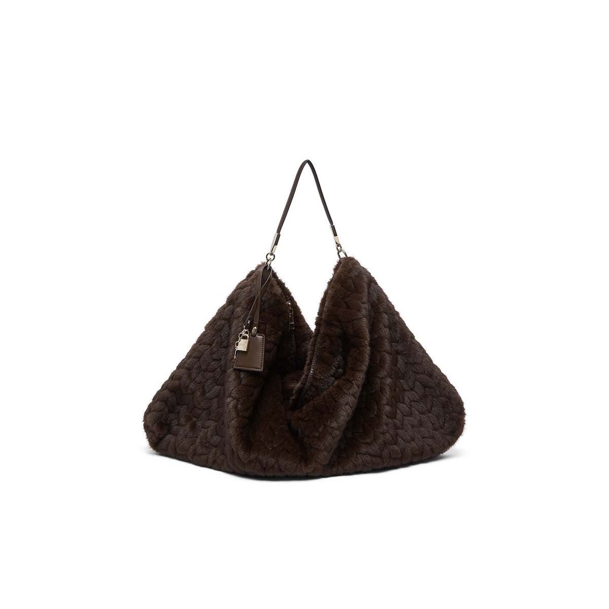 Sac grand format en imitation fourrure marron foncé, LIU JO