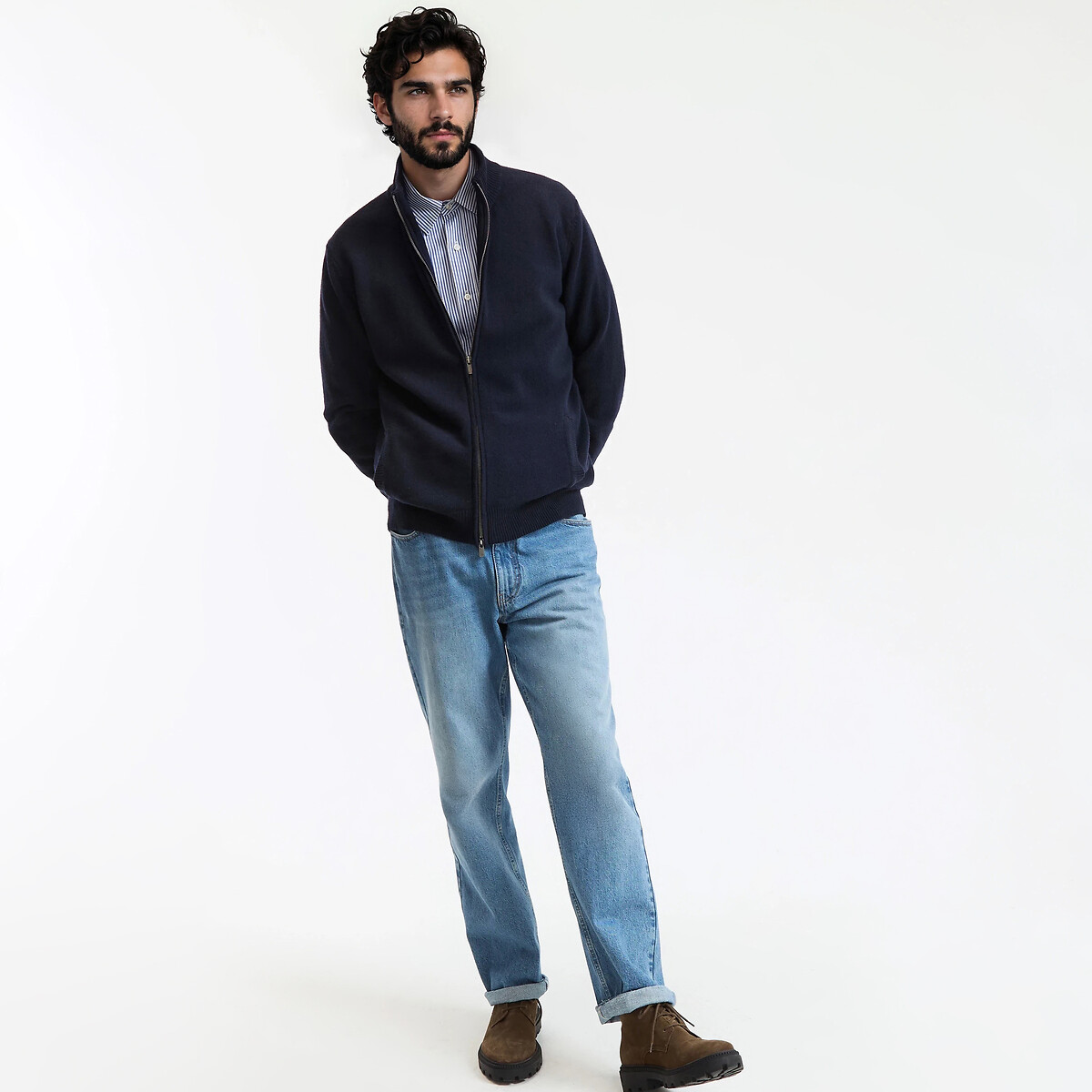 Gilet in lana d'agnello blu marino, LA REDOUTE COLLECTIONS