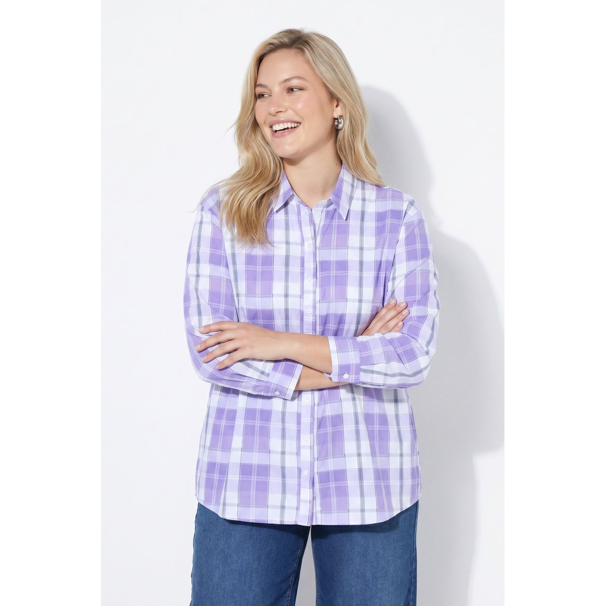 Chemisier à carreaux oversize violet, ULLA POPKEN