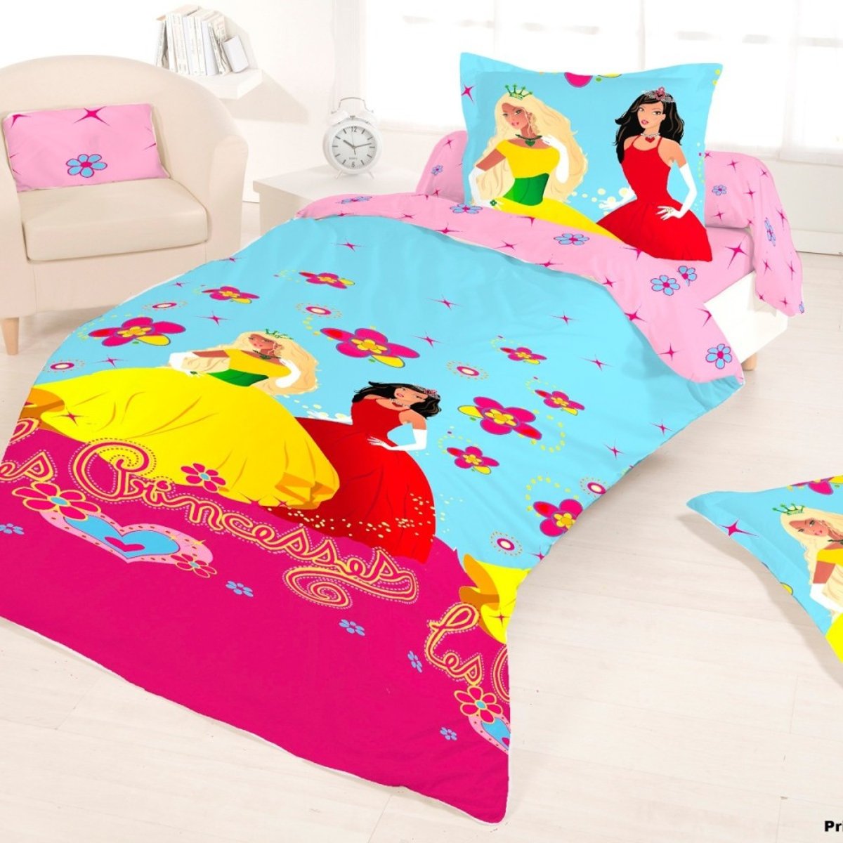 Housse de couette 140x200 PRINCESS + 1 taie rose, DECORATIE