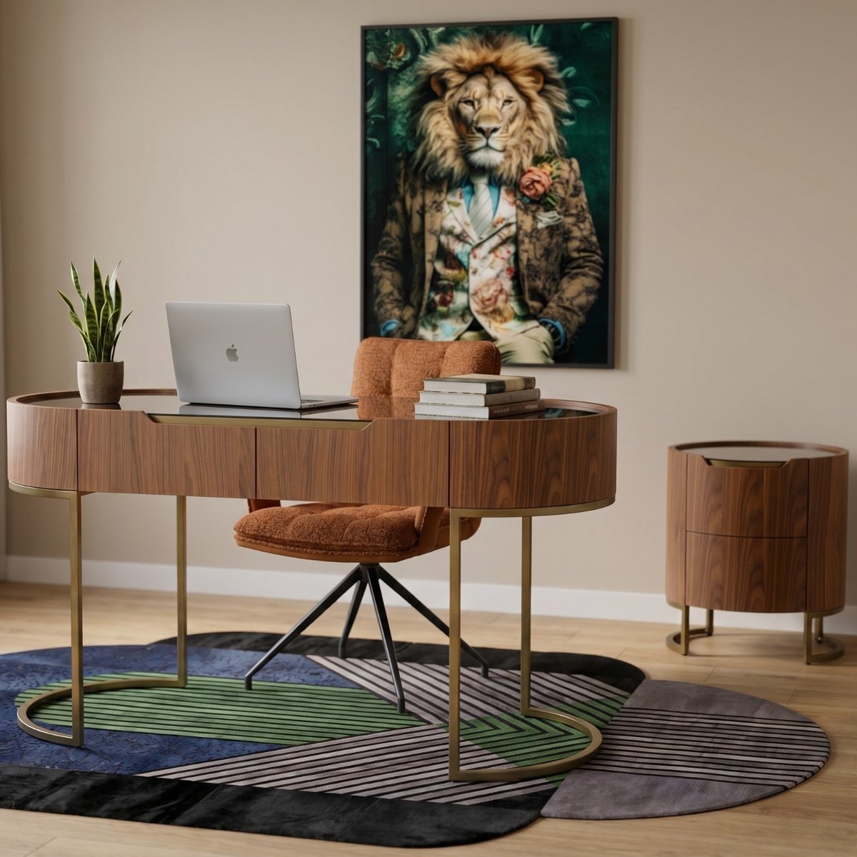 Chevet 2 tiroirs en noyer et verre, GIORGIO marron, KARE DESIGN