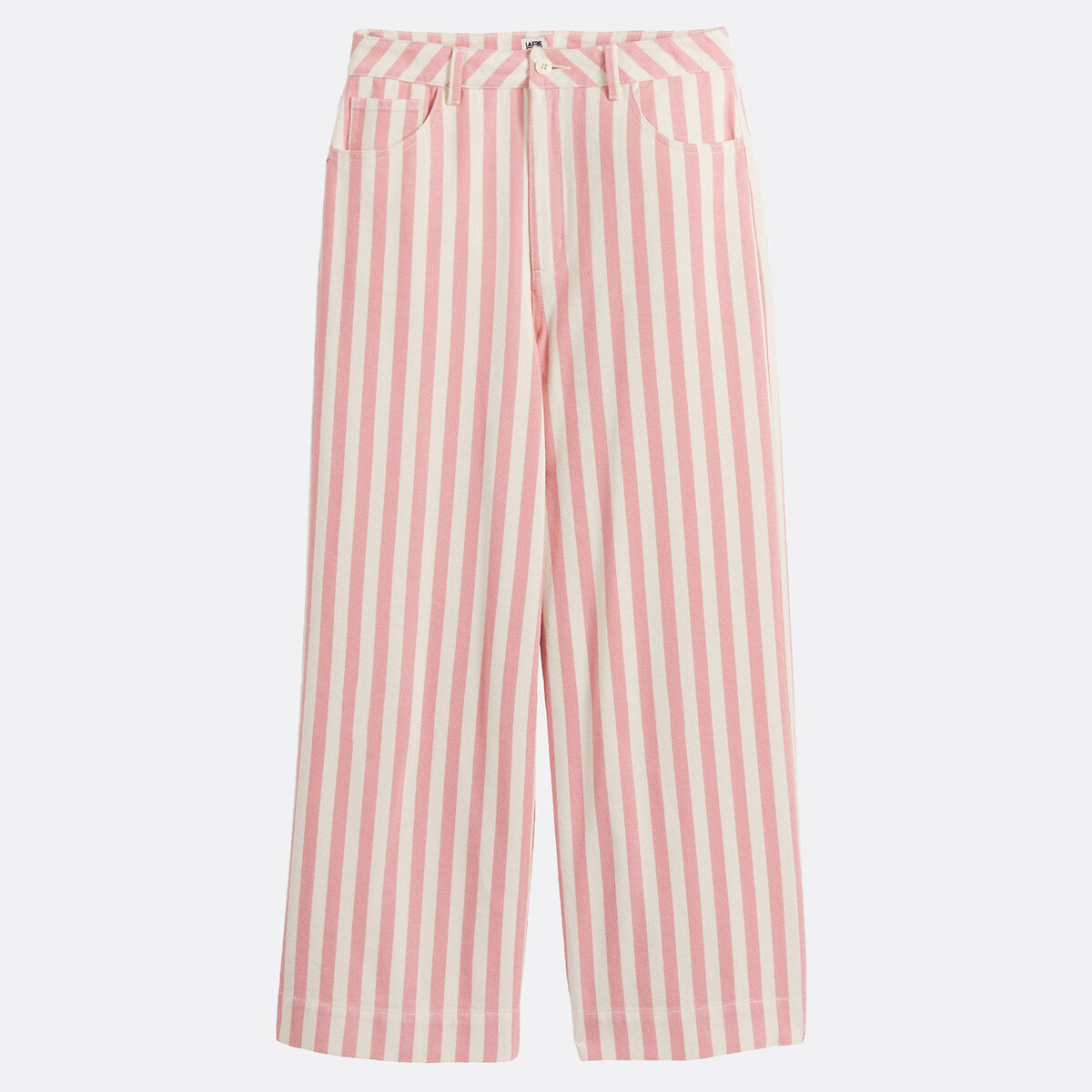 Pantaloni larghi a righe rigato rosa avorio, LA REDOUTE COLLECTIONS