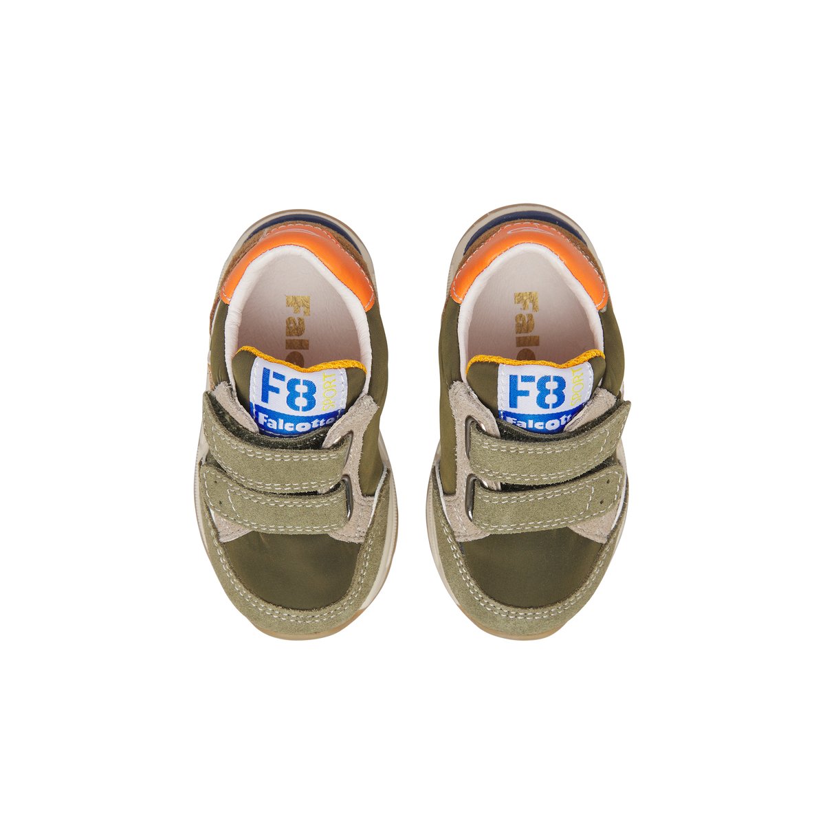 Sneakers en daim et tissu technique NUPPI VL. kaki-orange, FALCOTTO