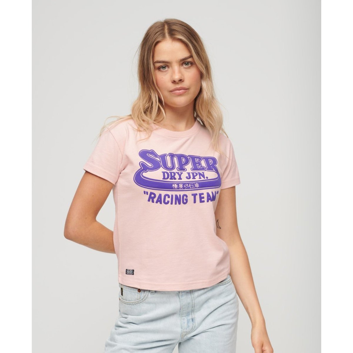 T-shirt à motif fluo Archive rose saumon chiné, SUPERDRY