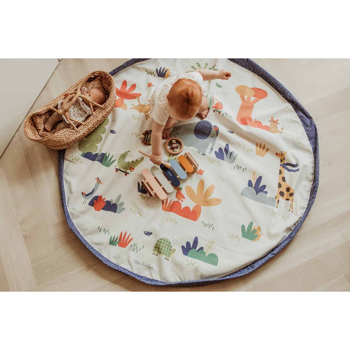 tapis de jeu & sac à jouets - Moulin Roti Toupitis blanc coquille, PLAY&GO