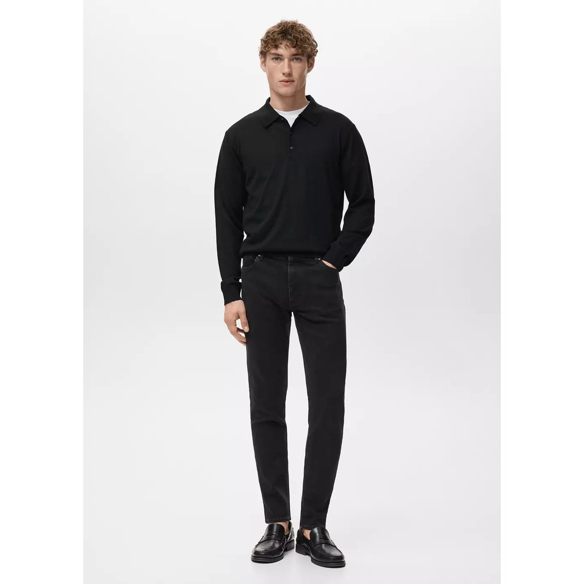 Jean Jude skinny-fit black denim, MANGO MAN