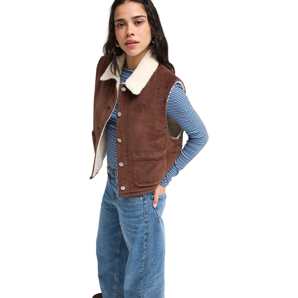 Gilet en velours côtelé WILLOW TRAIL. couleur unique, ROXY
