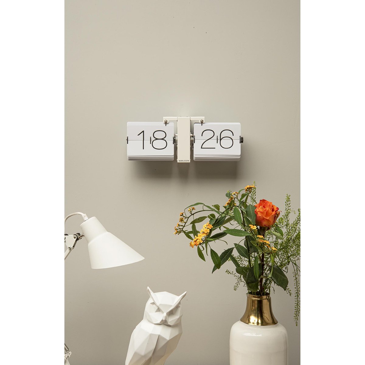 Horloge De Table Acier FLIP KLOK NO CASE blanc mat, KARLSSON