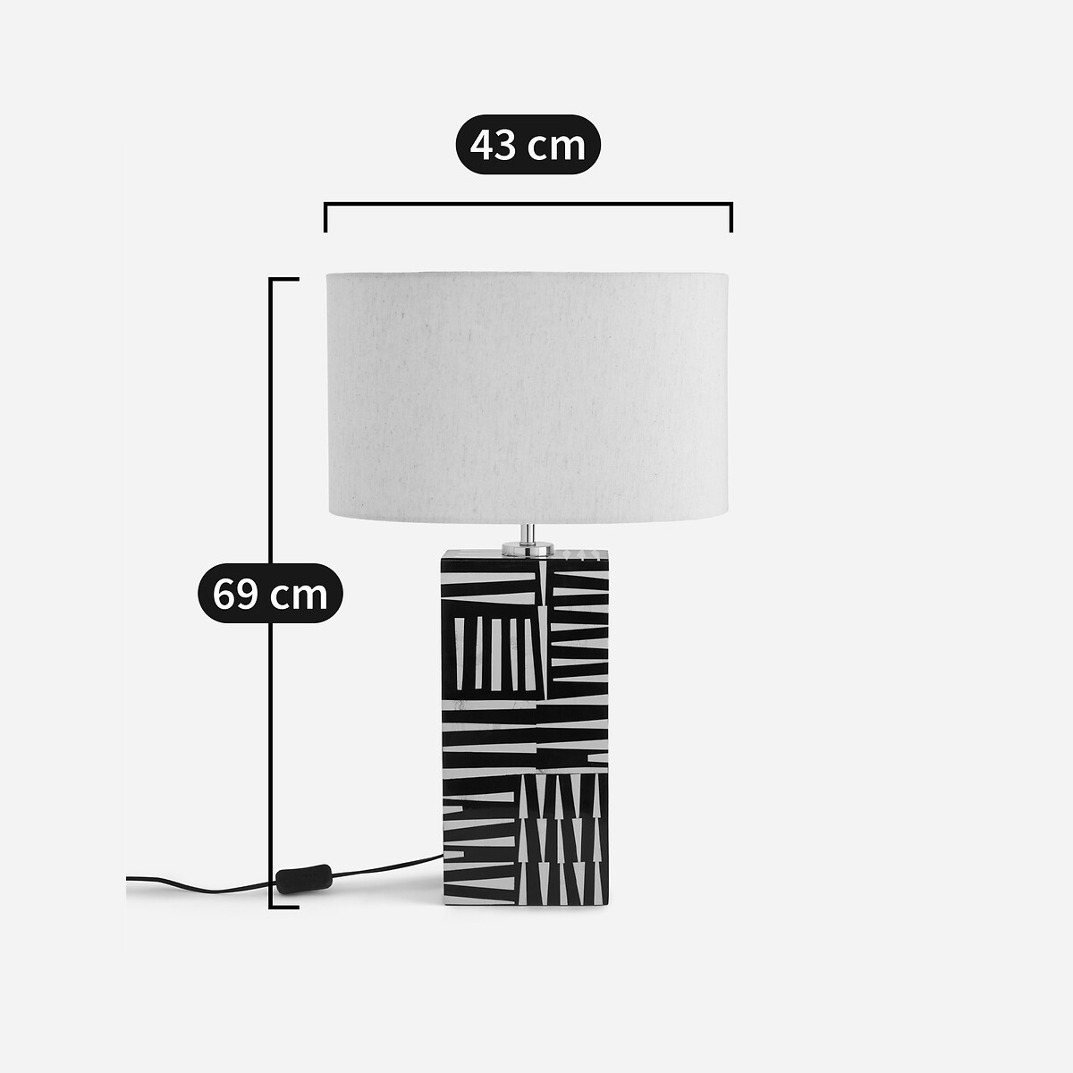 Lampe à poser en résine noir et blanc, Kucha noir/blanc, AM.PM