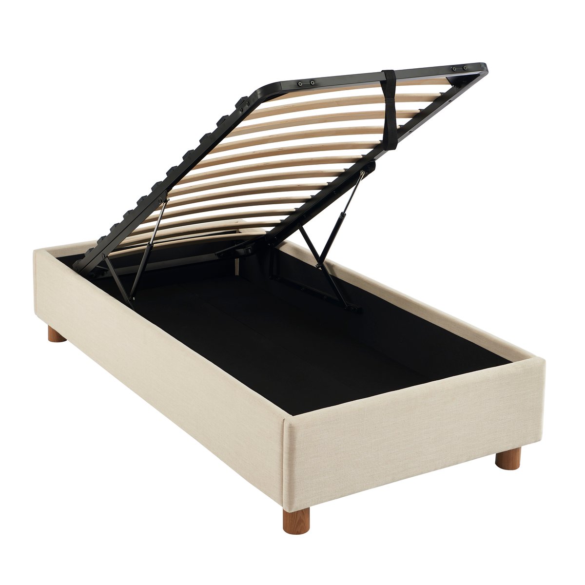 Lit coffre avec sommier relevable KORALL beige, SORELH