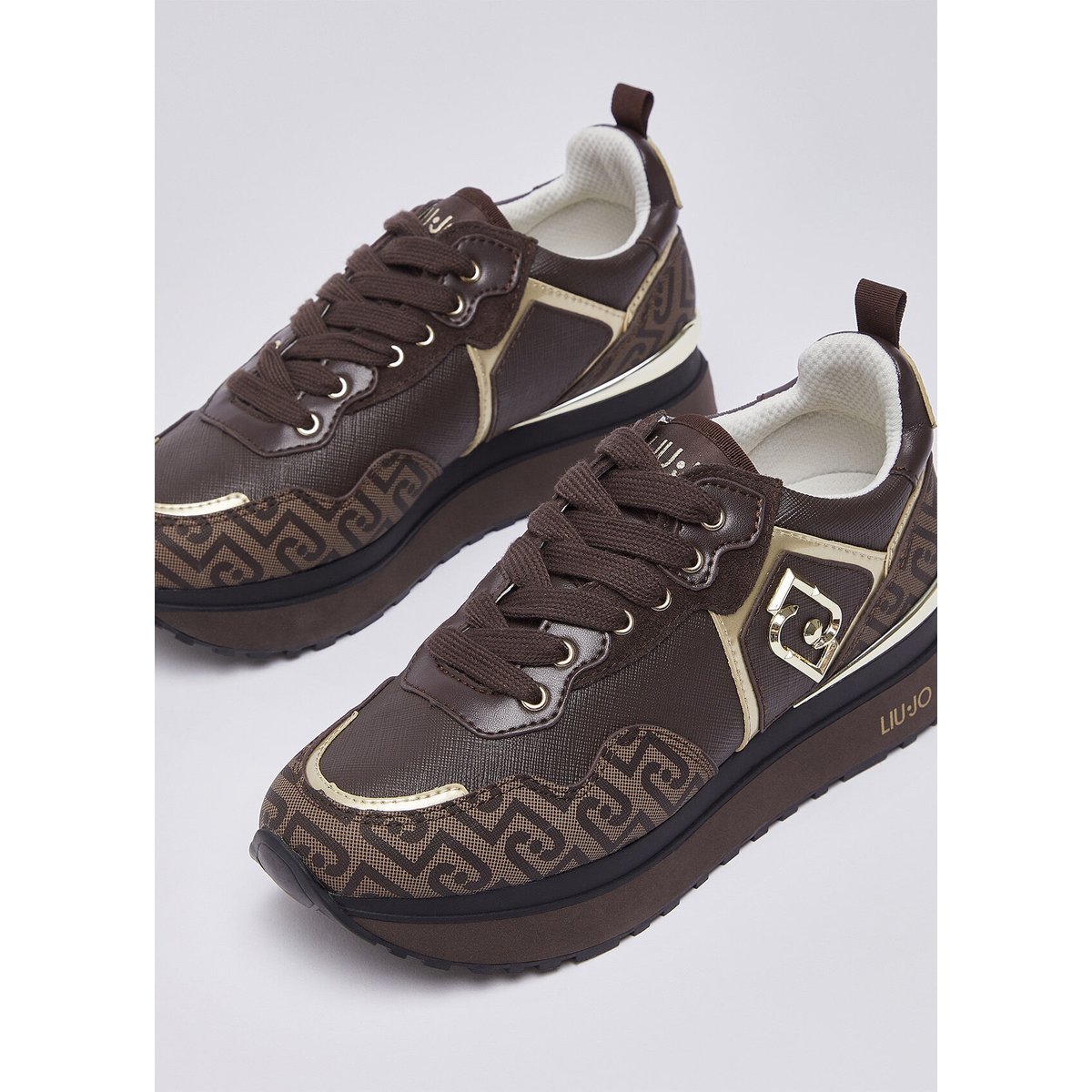 Baskets plateformes avec logo monogramme moka, LIU JO