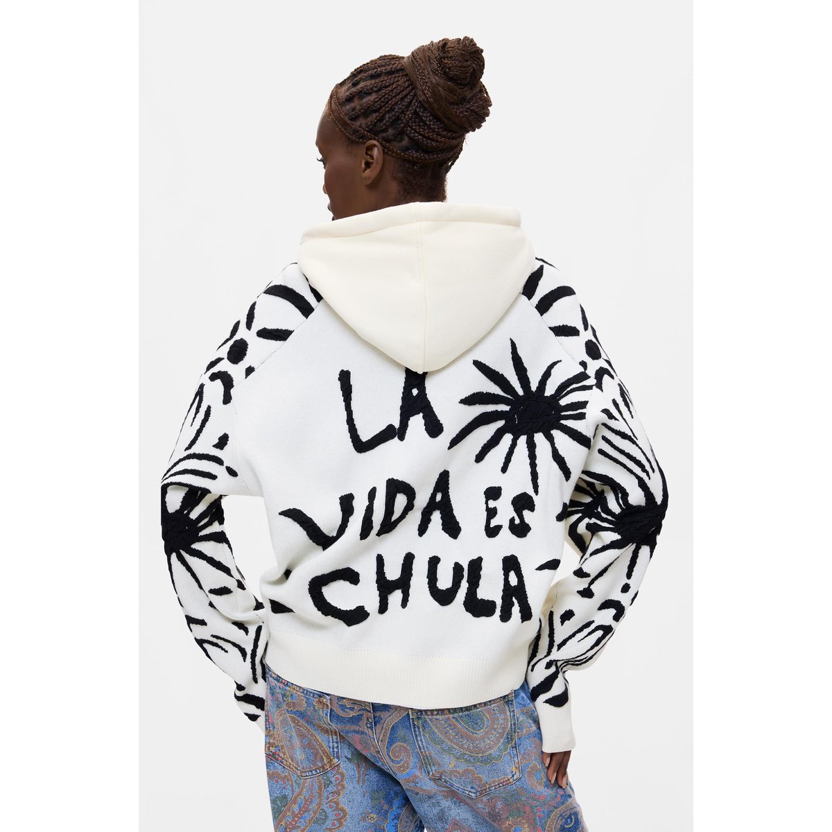 Sweat à motif floral 100 % coton blanc, DESIGUAL