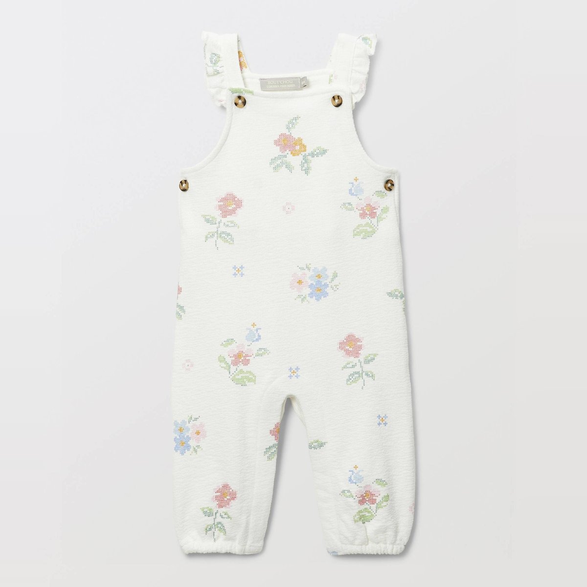 Salopette imprimée en coton BIO GOTS ecru, BOUT'CHOU