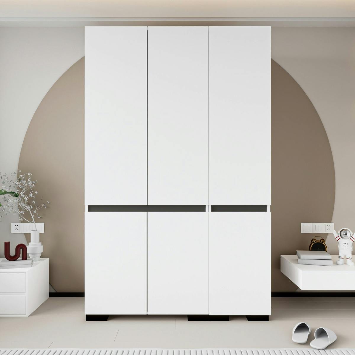Penderie 2 tringles - 6 niches BYRON blanc, PIER IMPORT