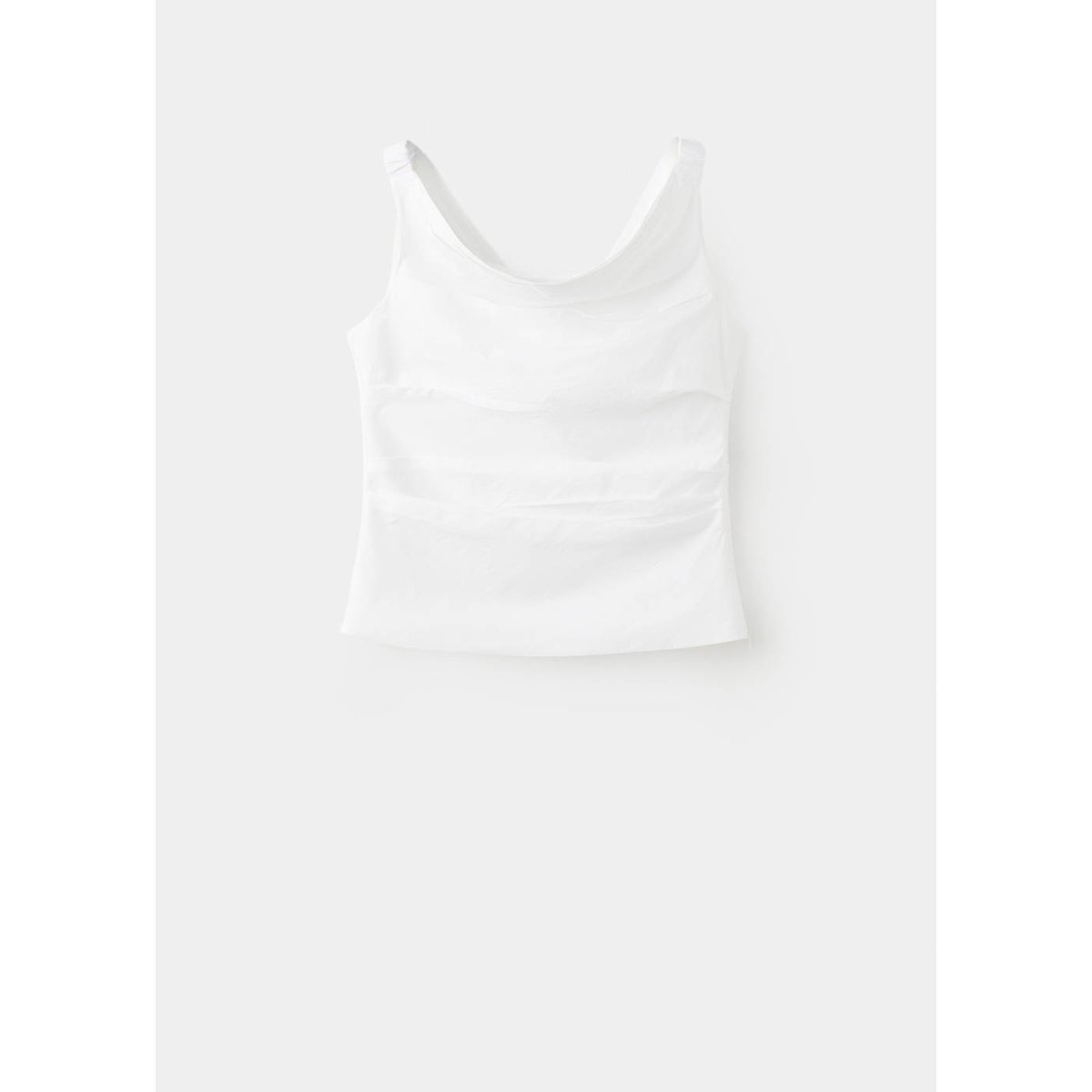 Top en coton drapé blanc cassé, MANGO