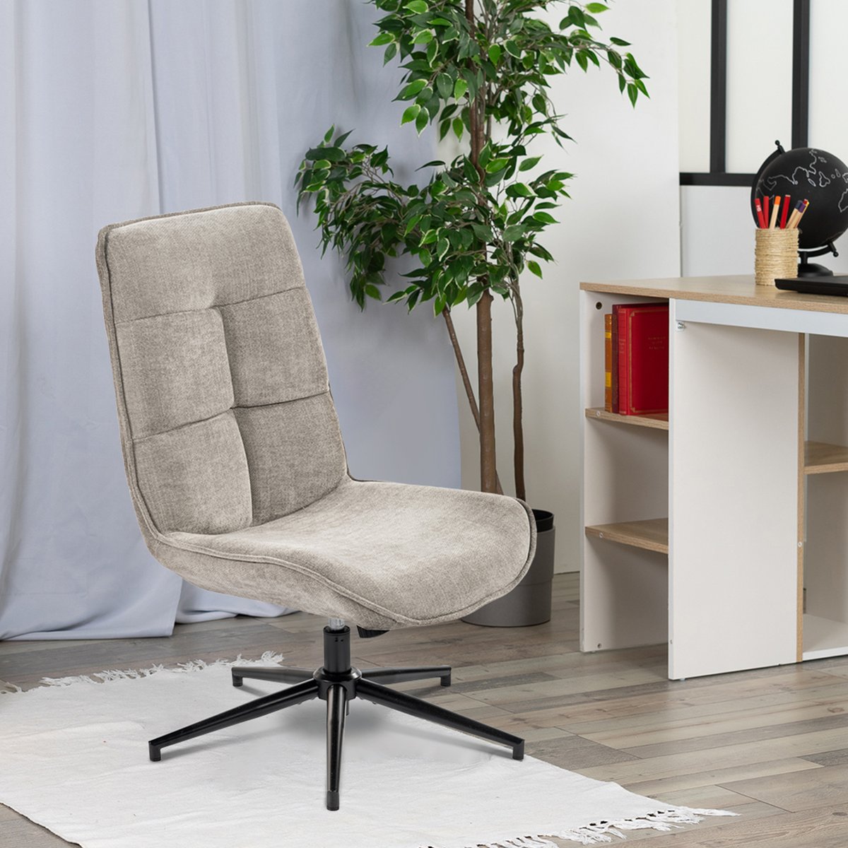 Chaise de bureau rotatif hauteur réglable style moderne, CHARLOTTEOFFICE gris, MEUBLES COSY