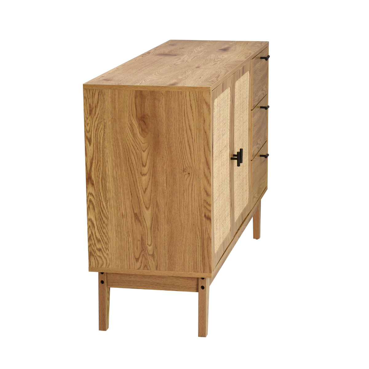 Buffet 2 portes et 3 tiroirs rotin - ALIA bois clair, CALICOSY