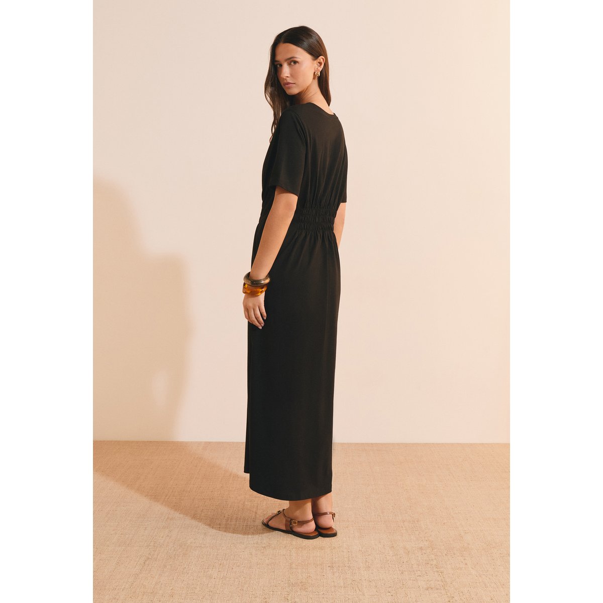 Robe longue en coton ROMEA noir, ETAM