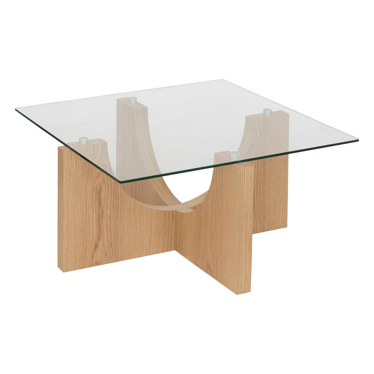 Table basse carrée en bois et verre ETINI miel, ATMOSPHERA