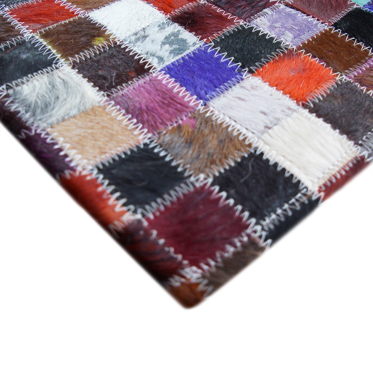 Tapis en cuirs recyclés motif mosaïque  multi CUIR MOZAIQUE COLOR marron, multicolore, THE DECO FACTORY