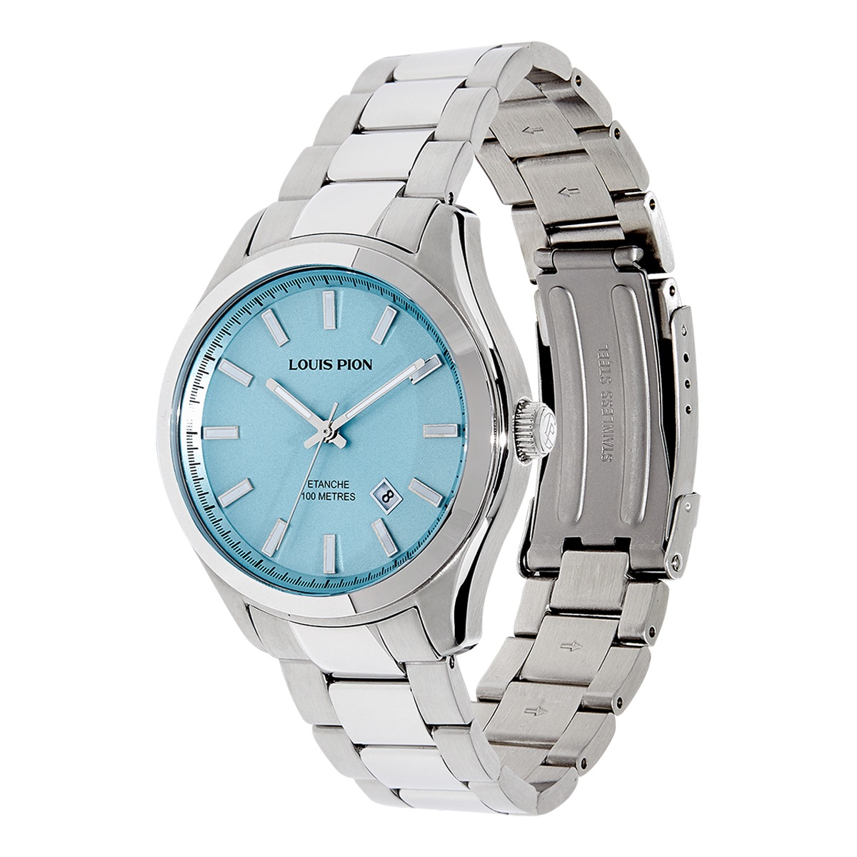Montre Analogique ADRIEN argenté bleu clair argenté, LOUIS PION