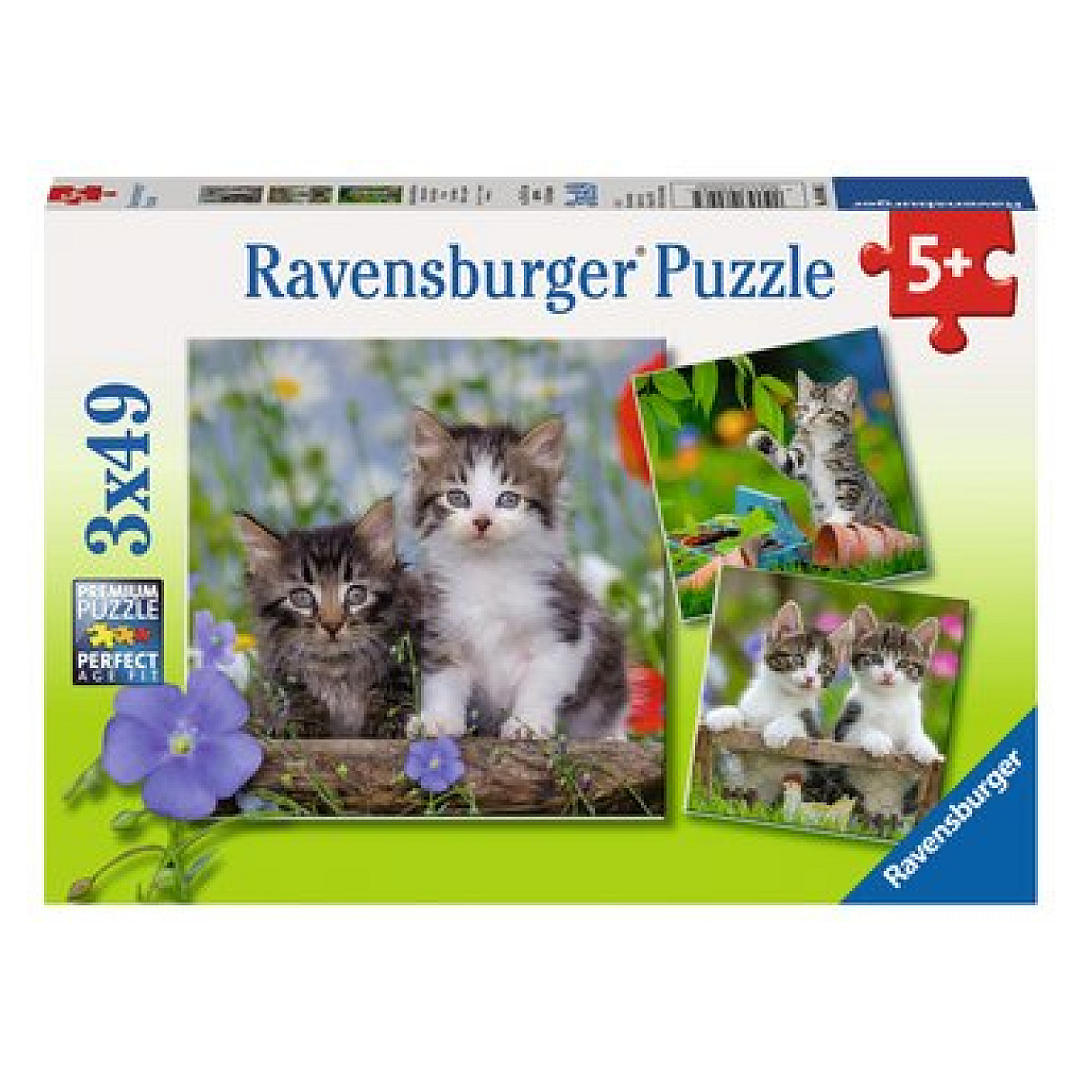 Puzzles 3x49 p - Chatons tigrés couleur unique, RAVENSBURGER