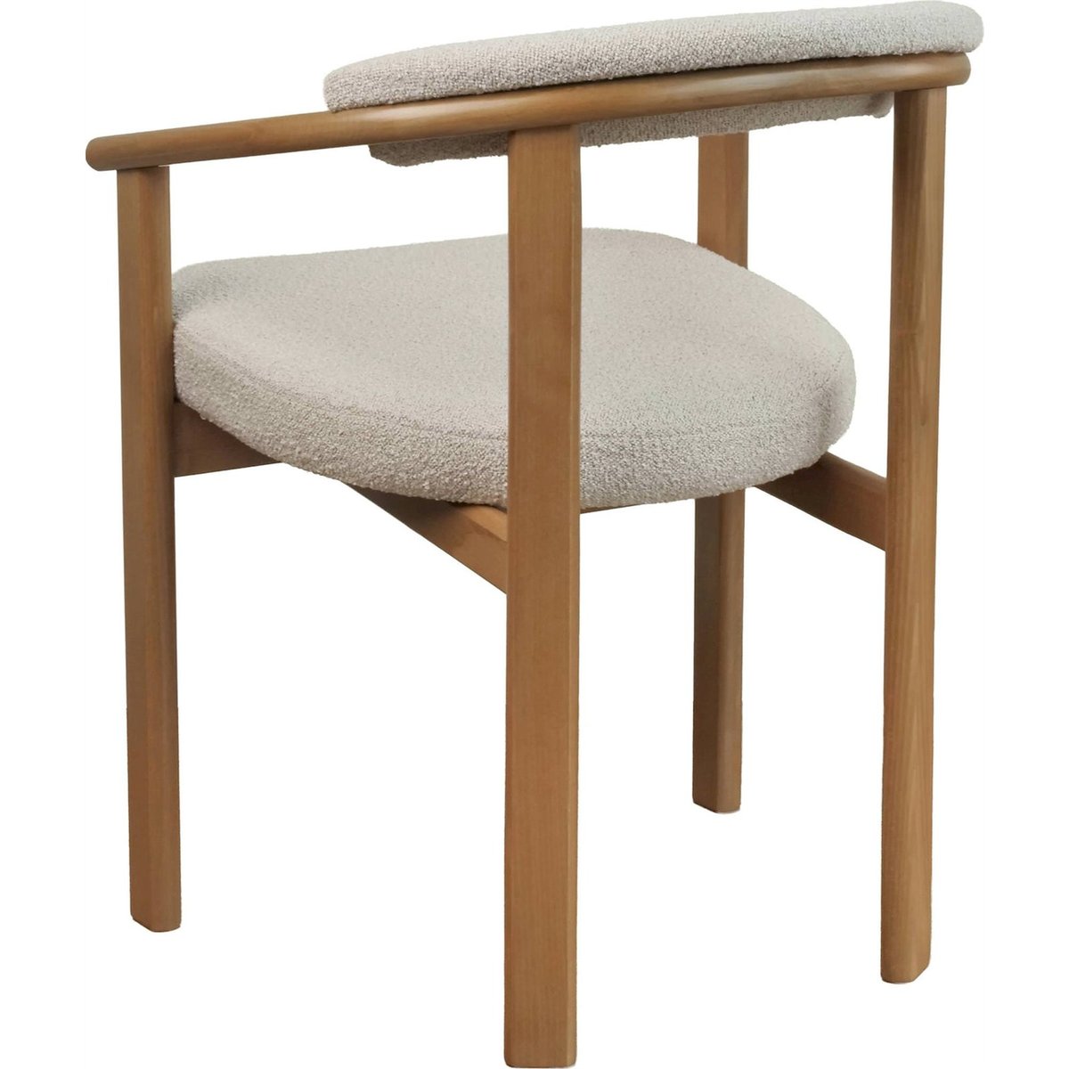 Chaise repas bois et bouclette FINGLY chêne et beige bouclé, RECOLLECTION