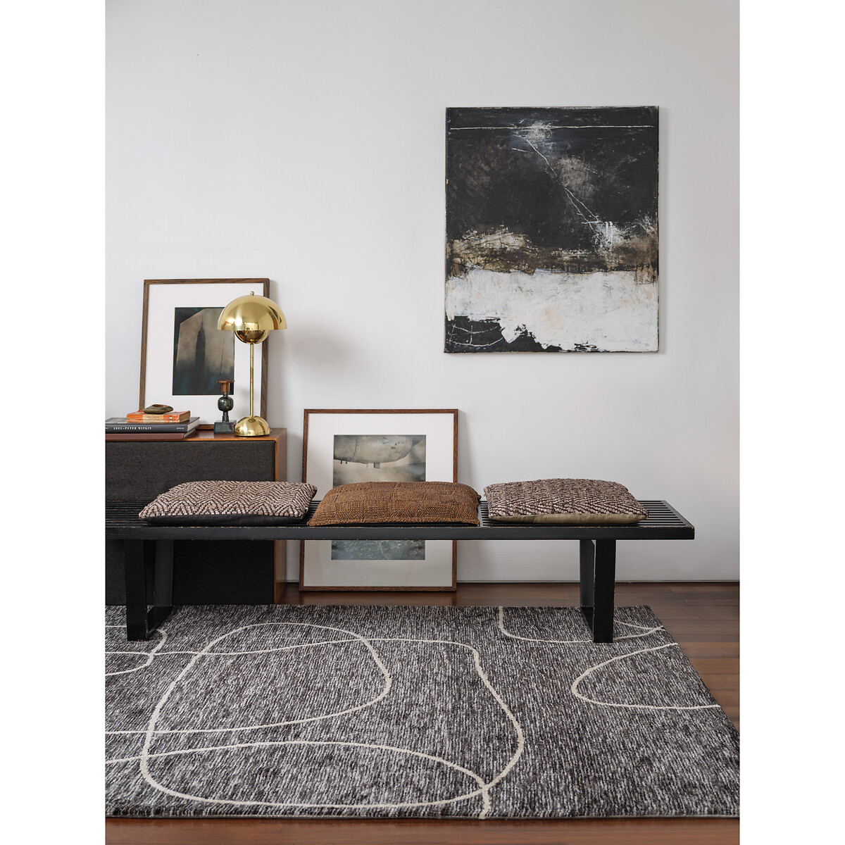 Abstract Scribble Patterned Rug dark grey , ÉDITÉ