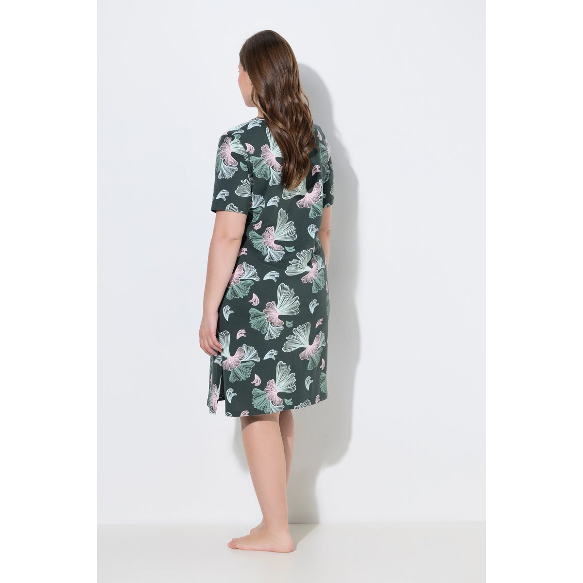 Lot de 2 chemises de nuit / T-shirts longs gris vert foncé, ULLA POPKEN