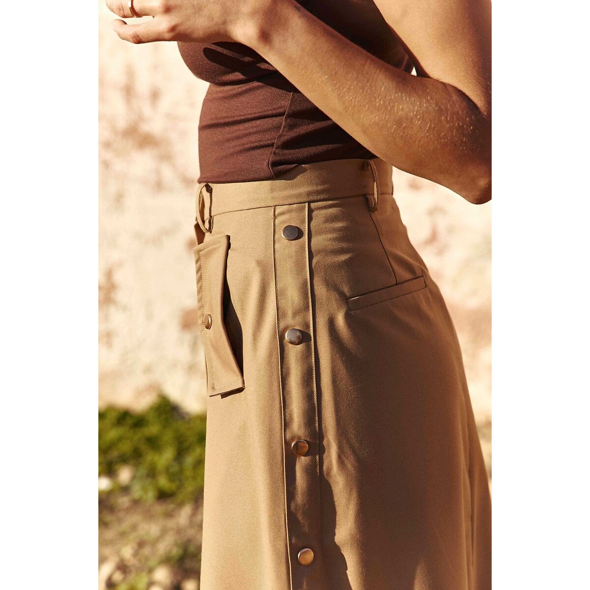 Jupe midi boutonnée, JOE camel, LA PETITE ETOILE