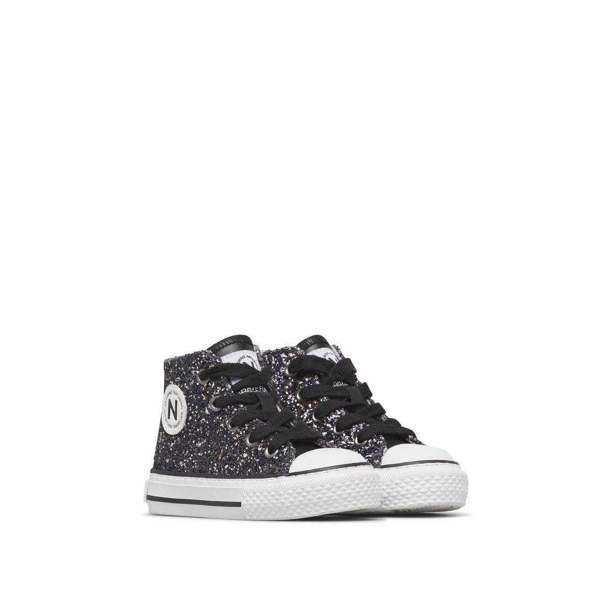 Baskets hautes en tissu pailleté YLFAS. noir-argent, NATURINO