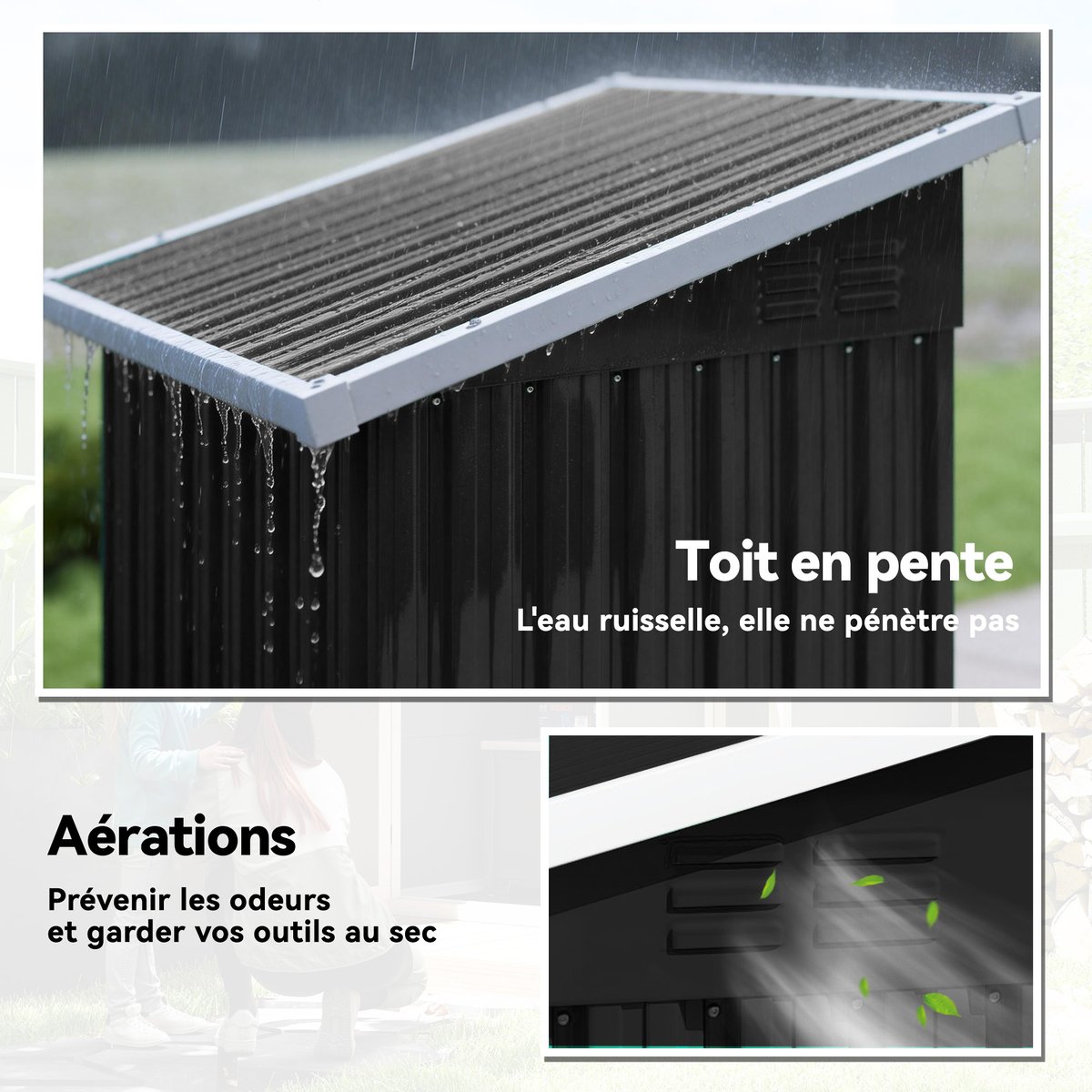 Abri de jardin Acier galvanisé Gris Foncé gris, OUTSUNNY
