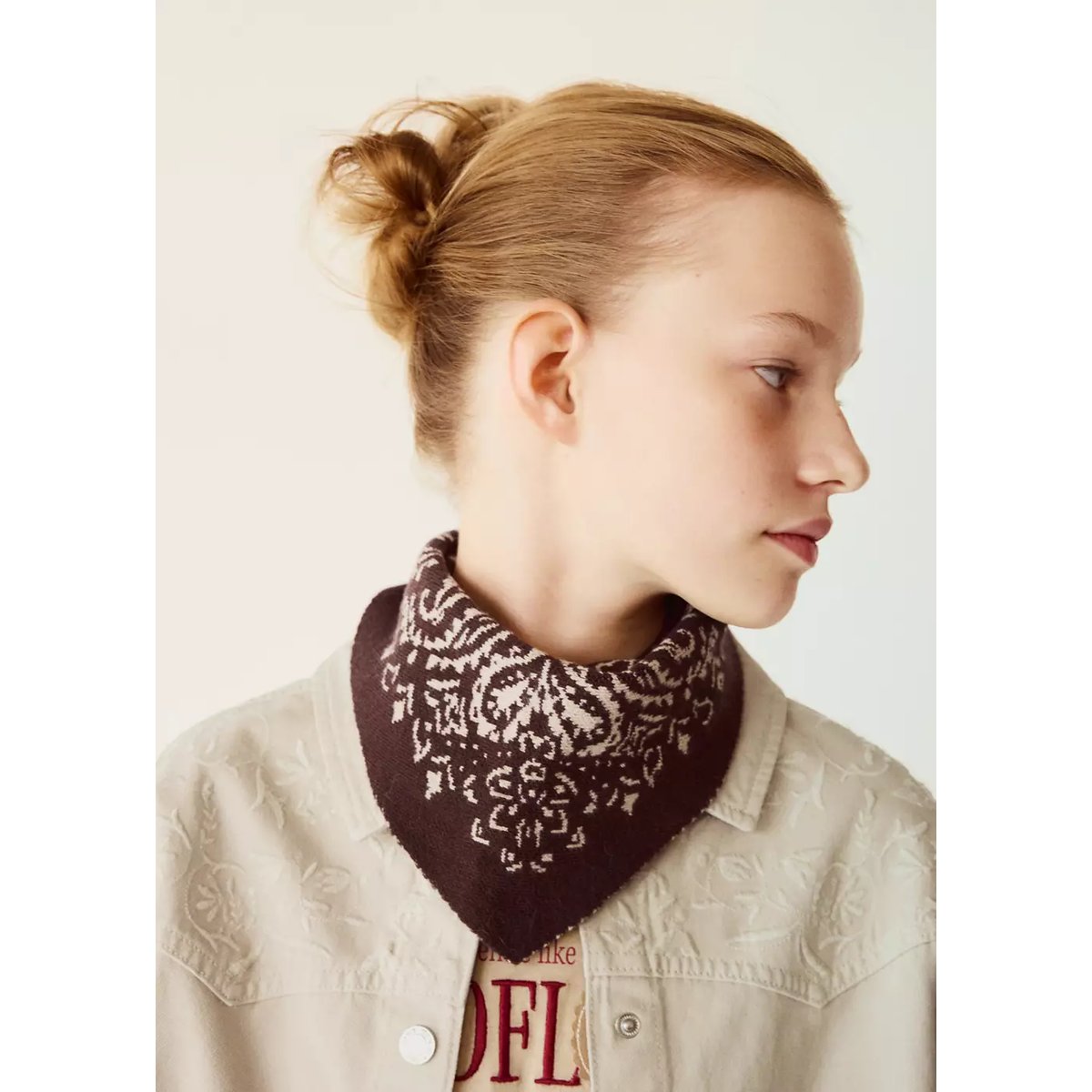 Écharpe maille imprimée chocolat, MANGO KIDS