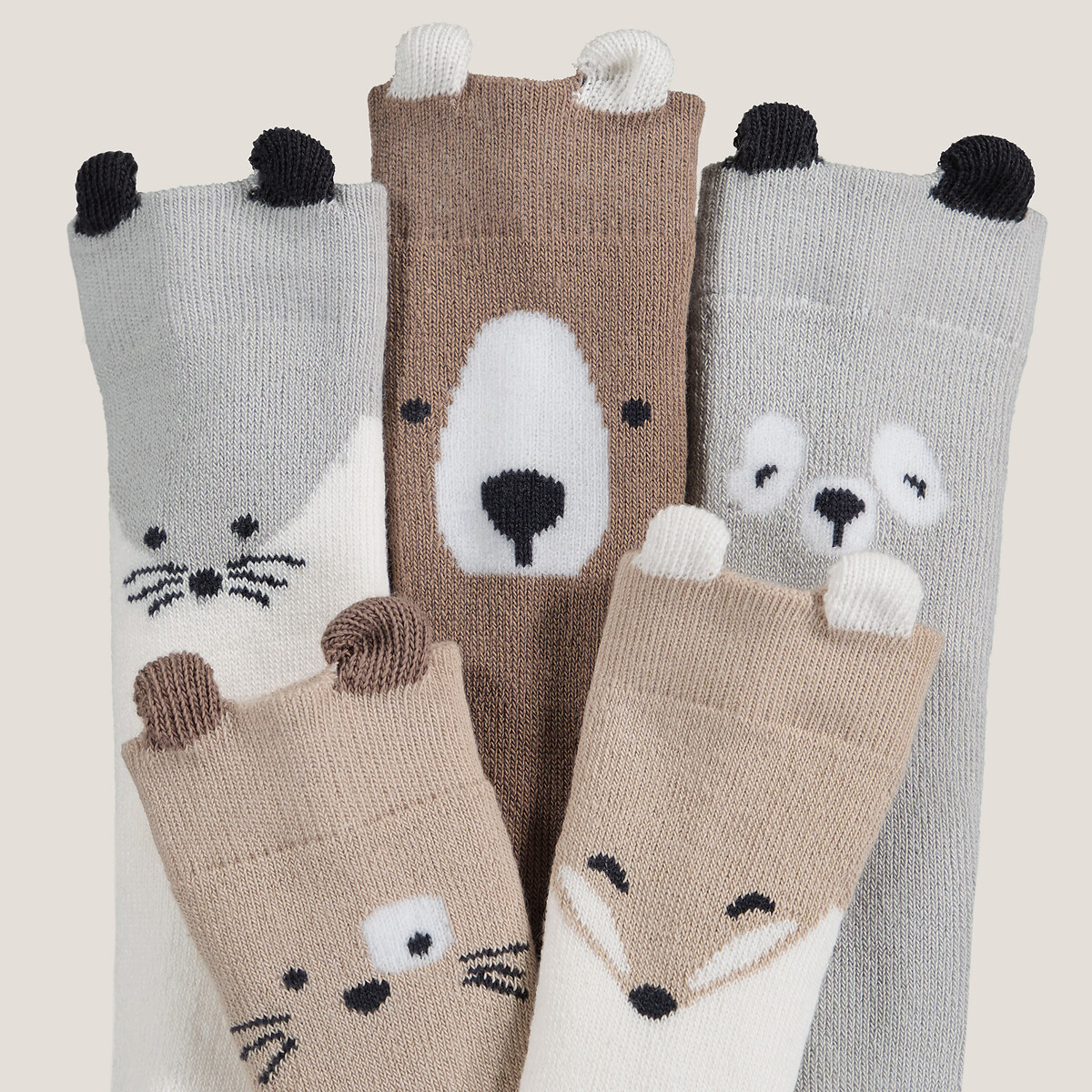 Lot de 5 paires de chaussettes, motif animalier assortis, LA REDOUTE COLLECTIONS