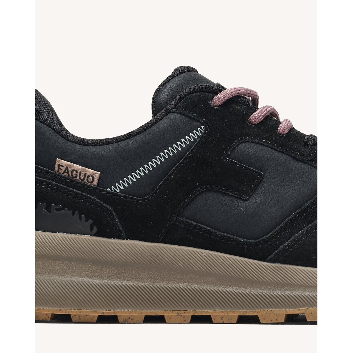 Baskets running en cuir noir, FAGUO