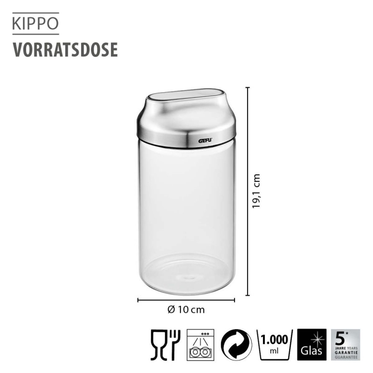 Boîte de conserve KIPPO, 1.000 ml argent / métallique, GEFU