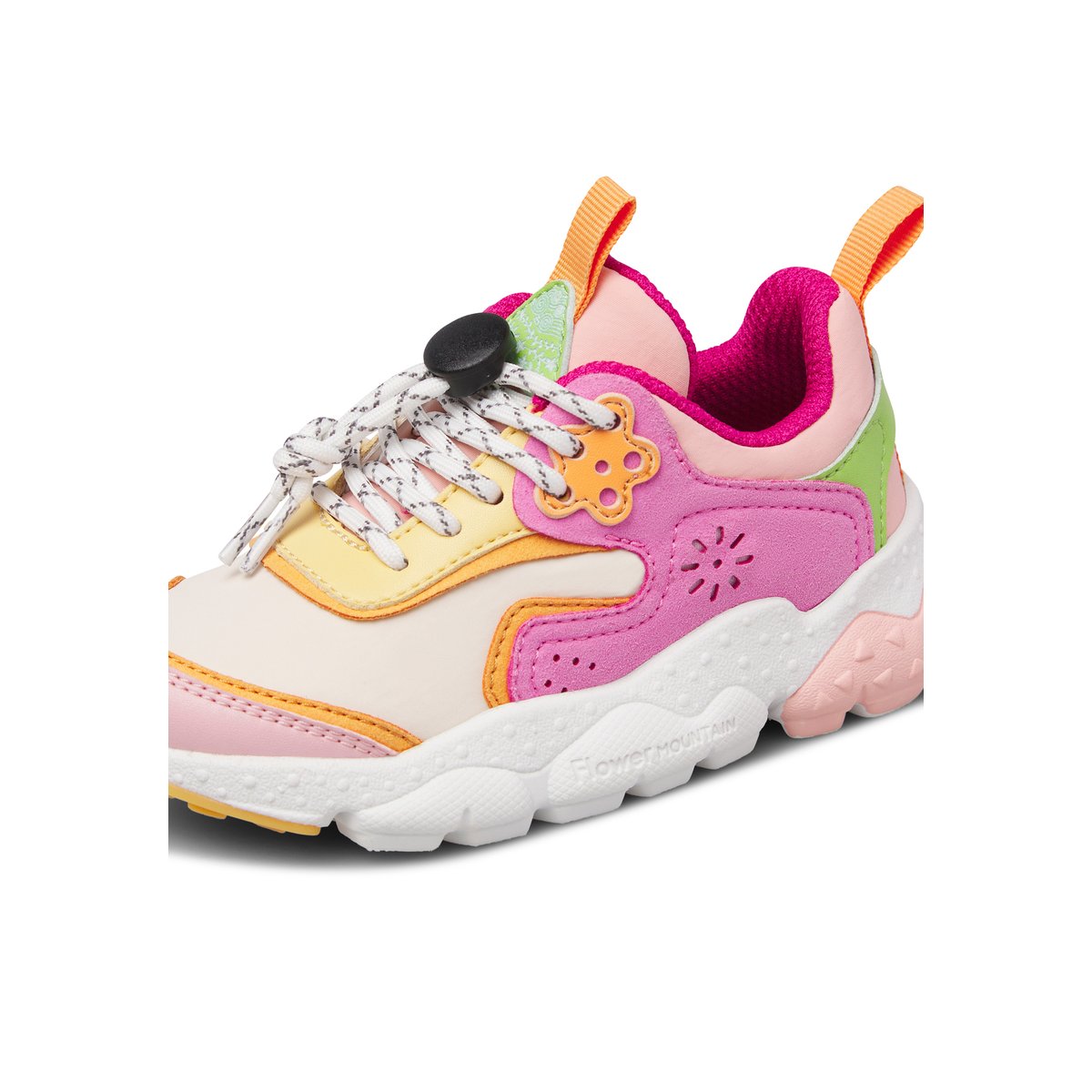 Sneakers en simili cuir et tissu technique DOI JUNIOR. rose-blanc crème, NATURINO