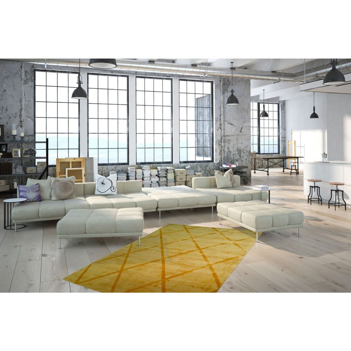 Tapis en viscose fait main, LUXE jaune, ARTE ESPINA