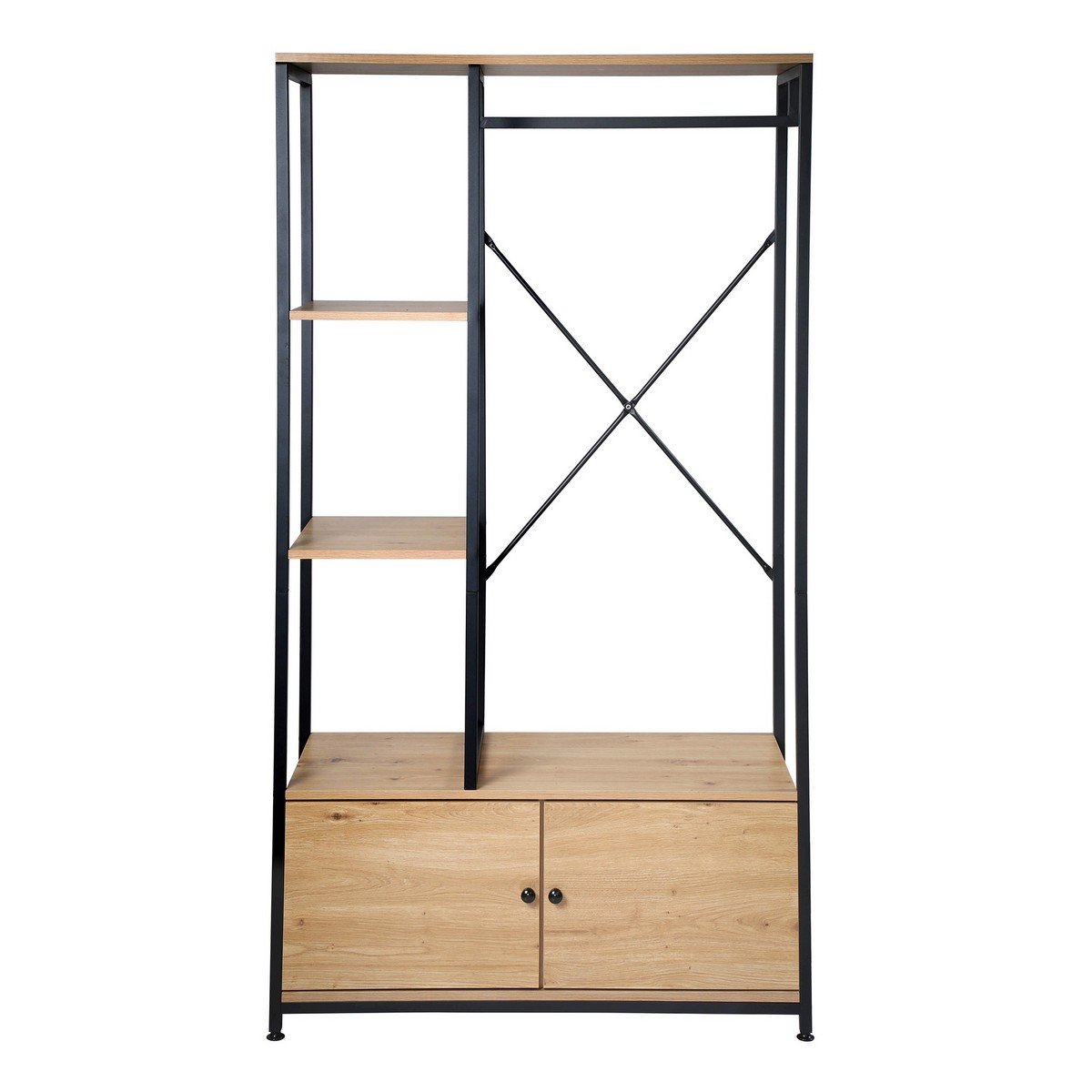 Penderie avec étagères et rangements 2 portes H167 cm - LENNY chêne, CALICOSY