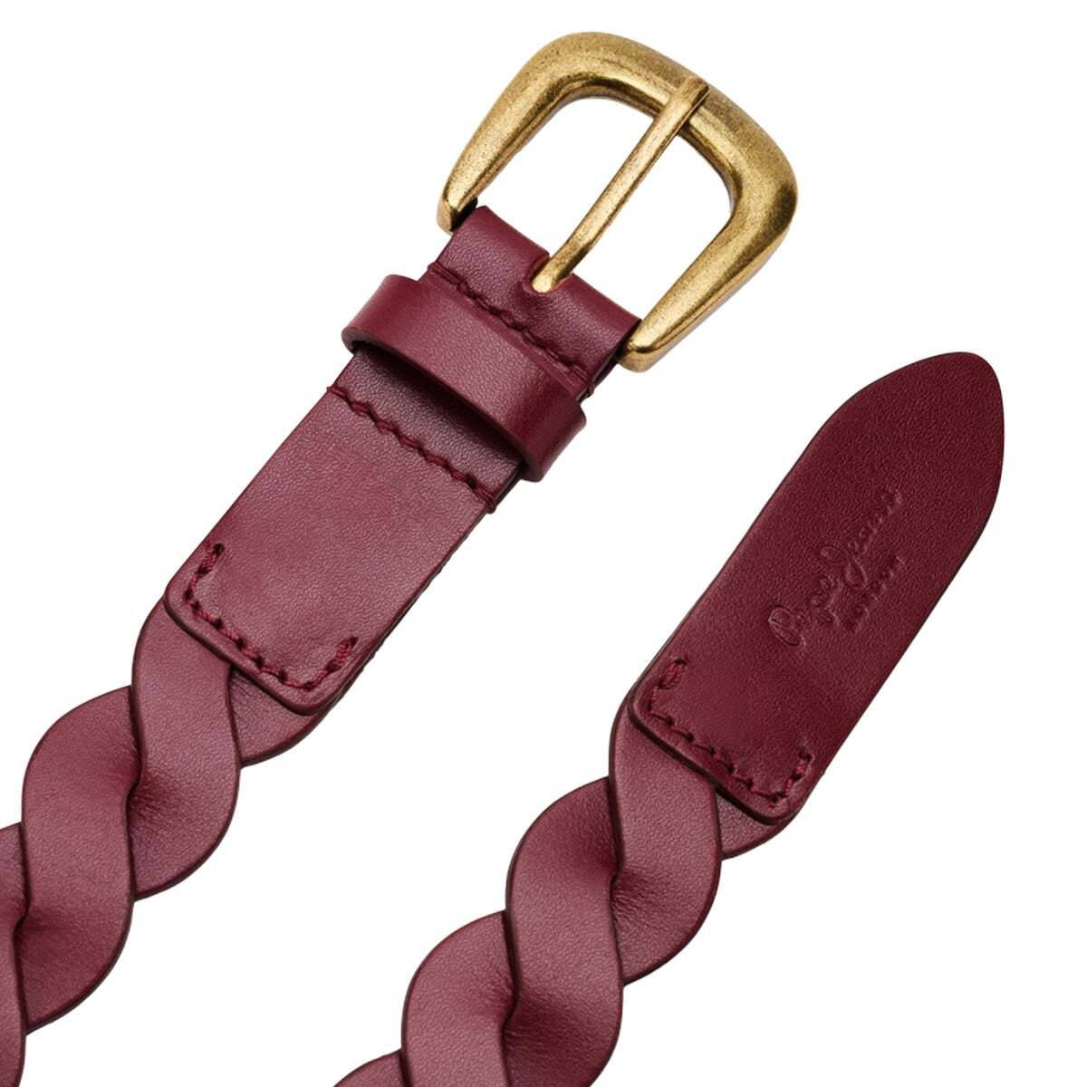 Ceinture En Cuir Tressée rouge bourgogne, PEPE JEANS
