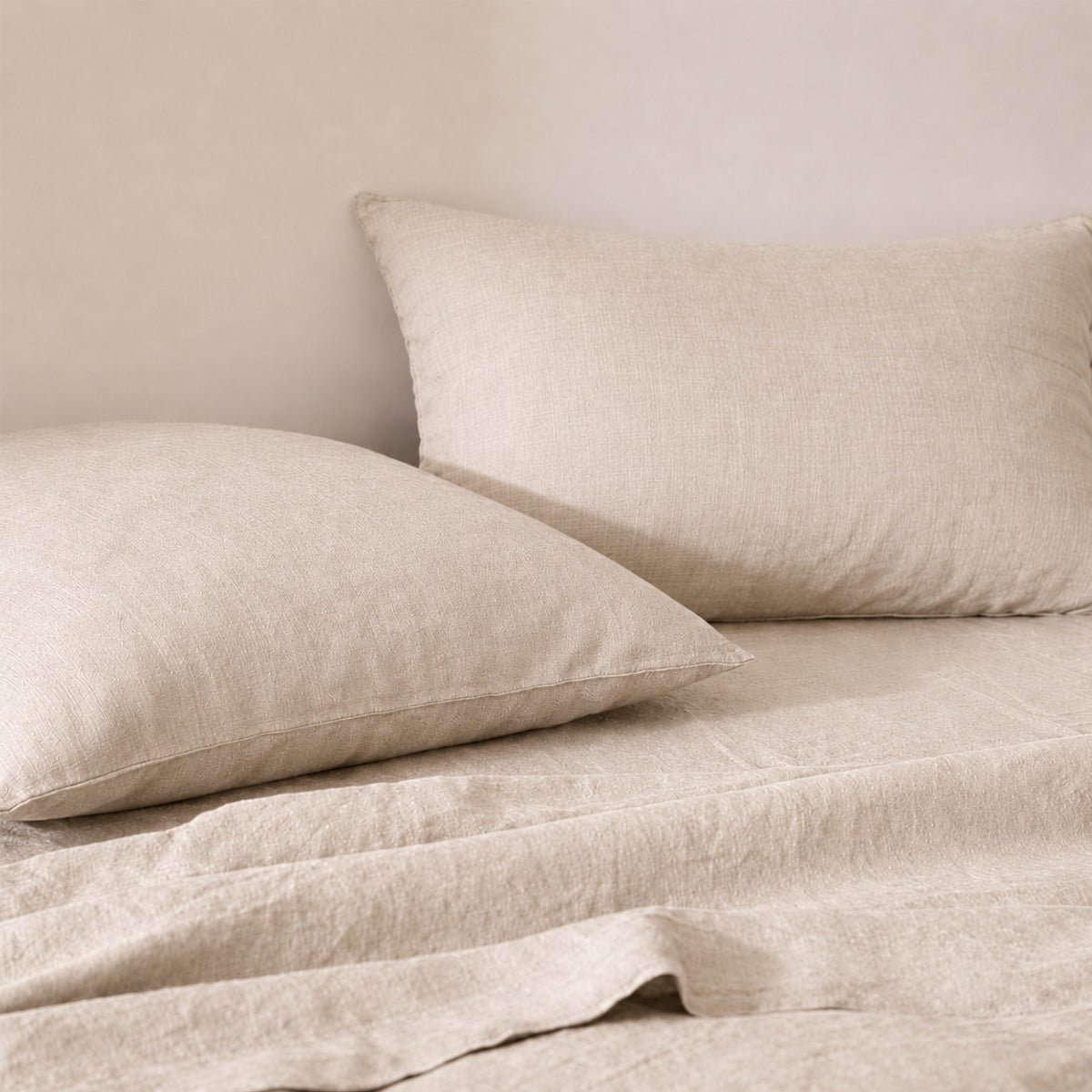 Drap plat lin lavé ADELE Made in Europe beige clair, FEBRONIE