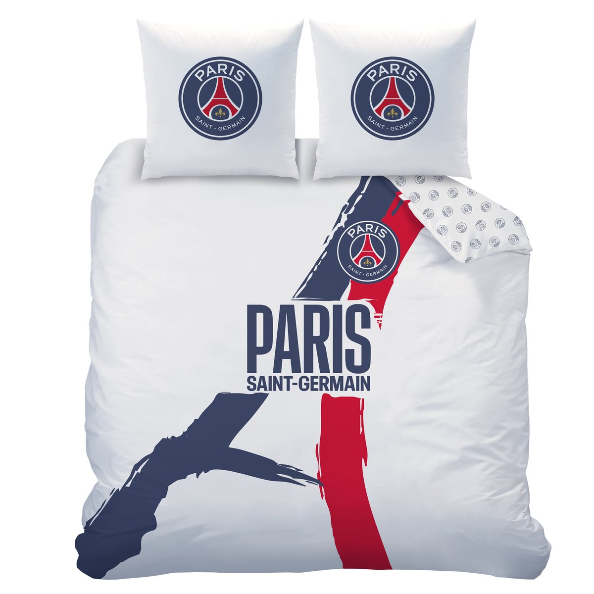 Parure de lit imprimée 100% coton, Paris Saint Germain TOUR blanc, PSG