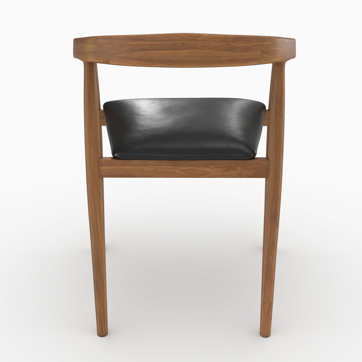 Lot de 2 chaises en bois de teck vernis et assise en cuir - BALI noir, MAISON PAVANE